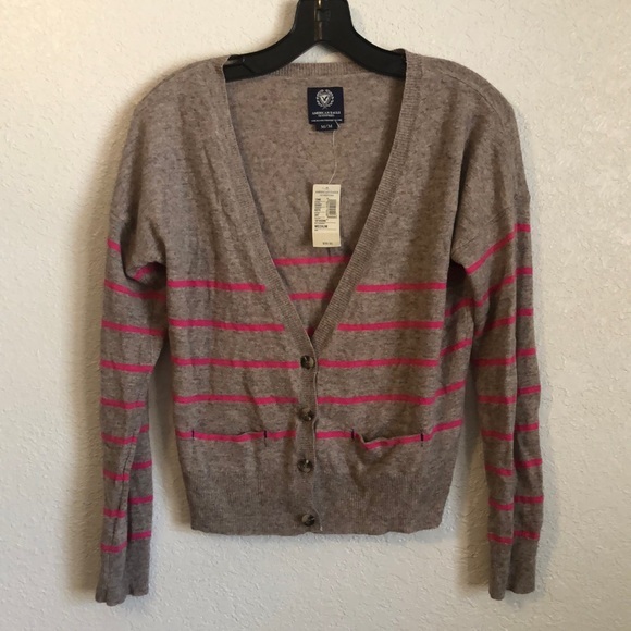 American Eagle Outfitters Button Down Cardigan- Gray/Brown - Picture 1 of 3